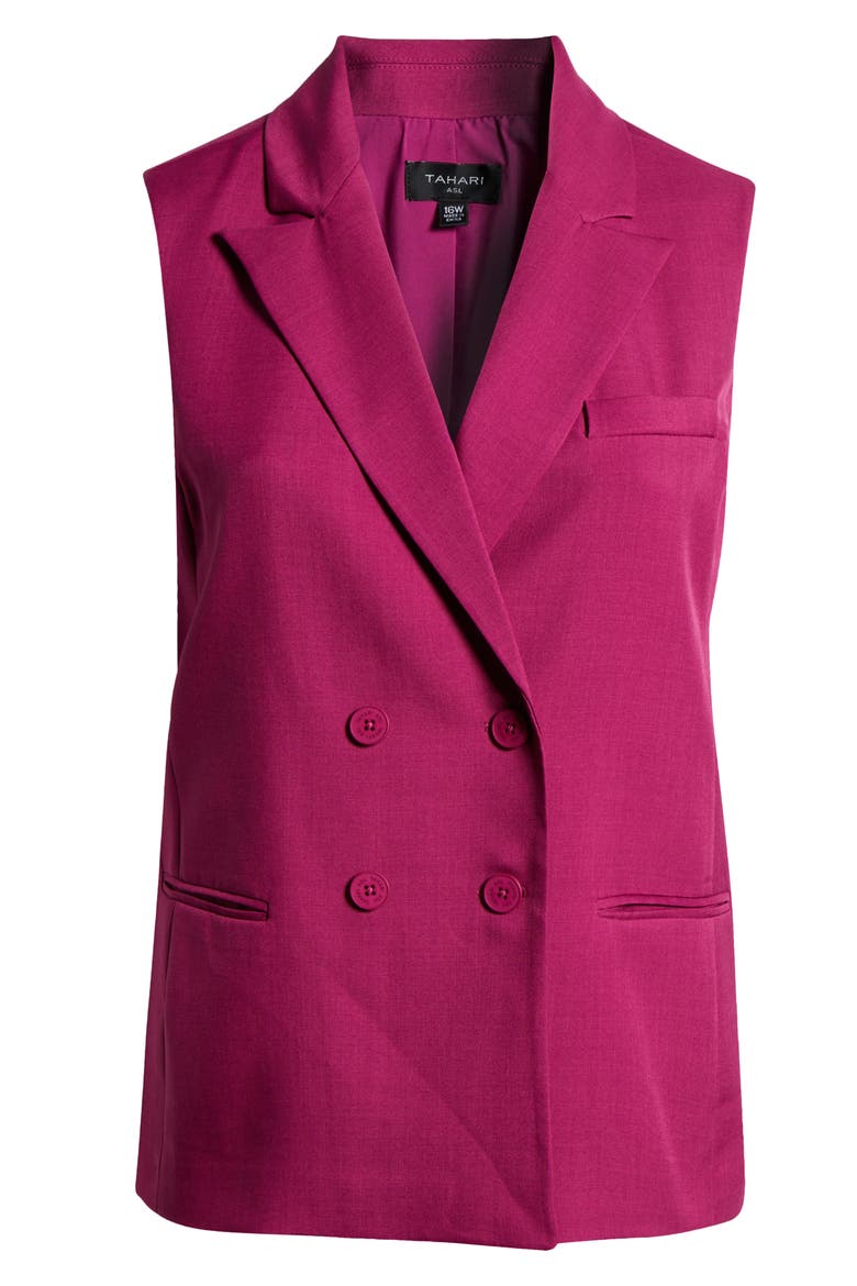 Double Breasted Sleeveless Jacket, Alternate, color, WILD BERRY