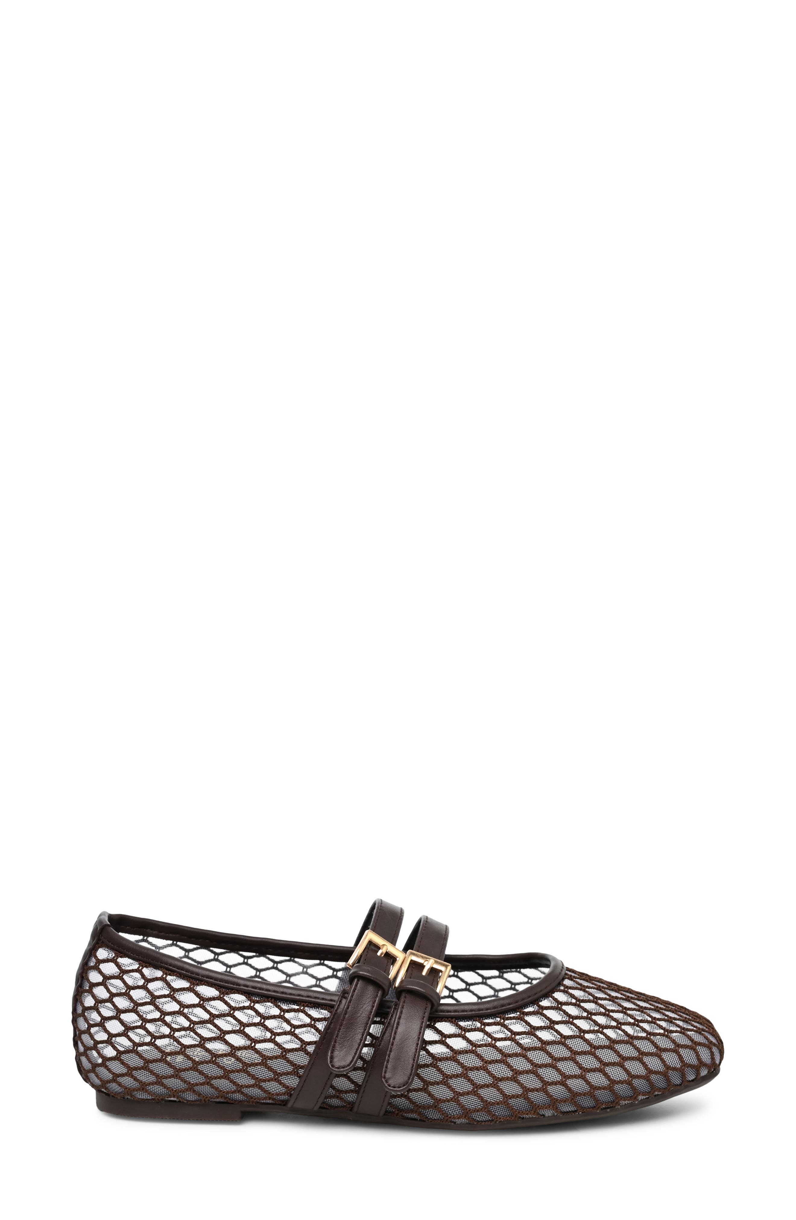 Buckled Mesh Flat, Alternate, color, CHOCOLATE