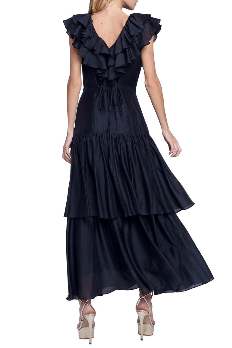 Stelanie Flutter Sleeve Tiered Cocktail Dress, Alternate, color, BLACK