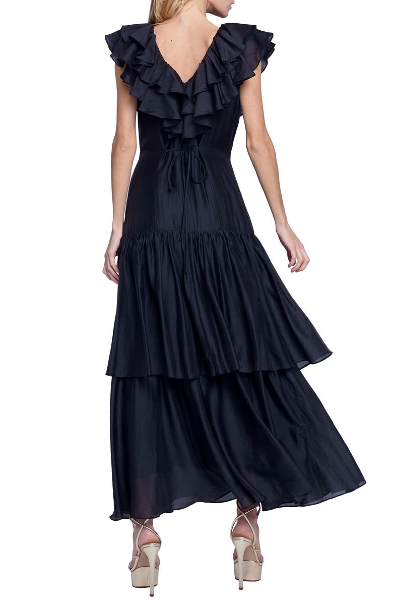 CIEBON Stelanie Flutter Sleeve Tiered Cocktail Dress, Alternate, color, Black