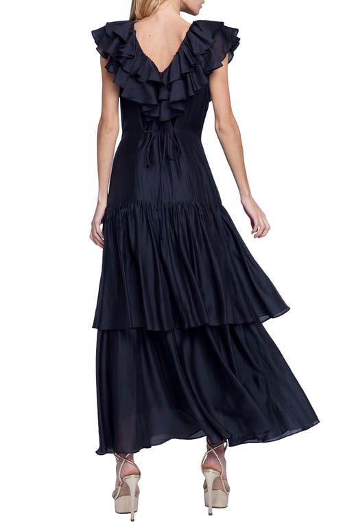 Ciebon Stelanie Flutter Sleeve Tiered Cocktail Dress In Black