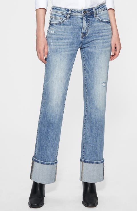 Flora Deep Cuff Straight Jeans