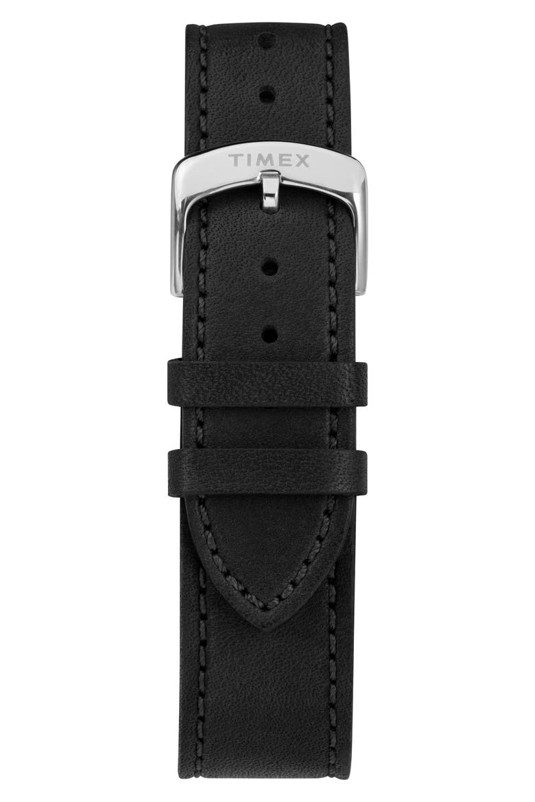 American Documentation Leather Strap Watch, 41mm, Alternate, color, BLACK/ WHITE/ SILVER