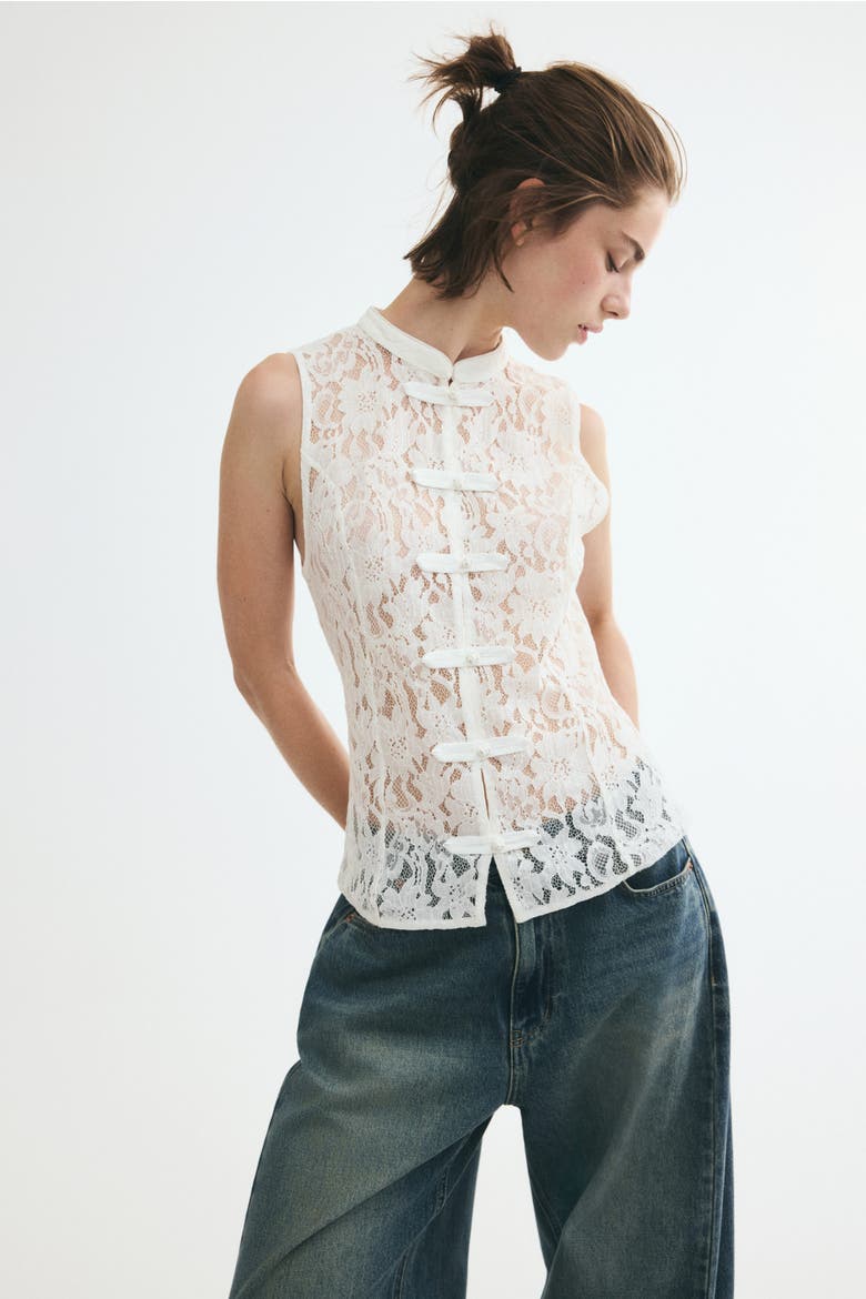Lace Vest, Alternate, color, White