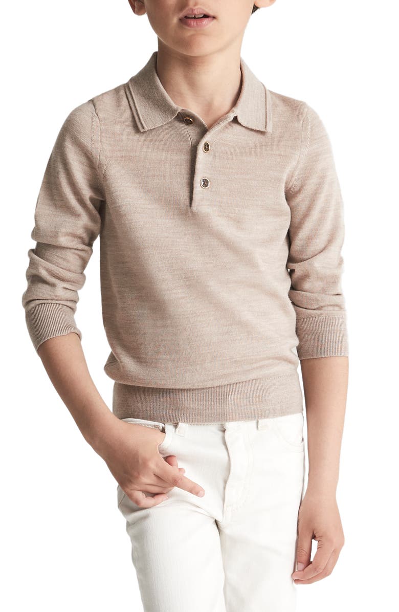 Reiss Kids' Trafford Jr. Long Sleeve Wool Polo Sweater, Alternate, color, 