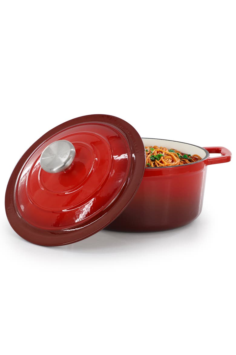 2.7 Quart Round Enameled Cast Iron Casserole, Main, color, Red