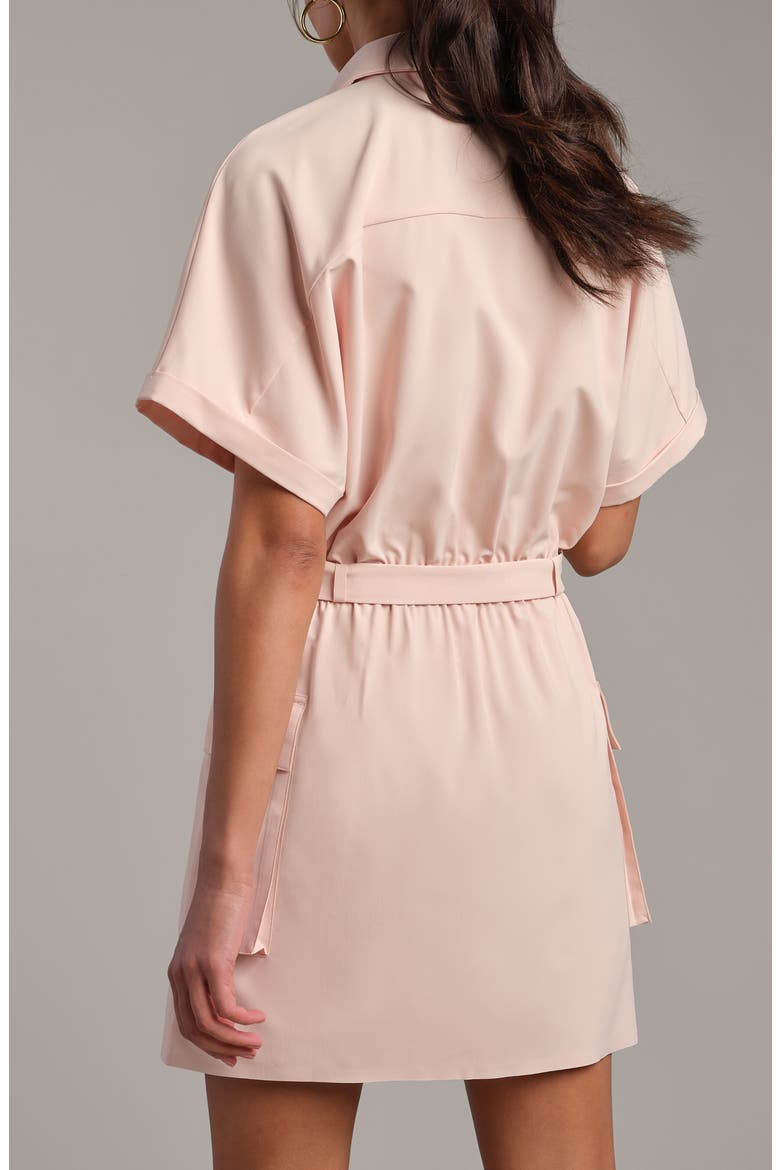 Mirage Water Repellent Short Sleeve Mini Shirtdress, Alternate, color, ROSE PETAL