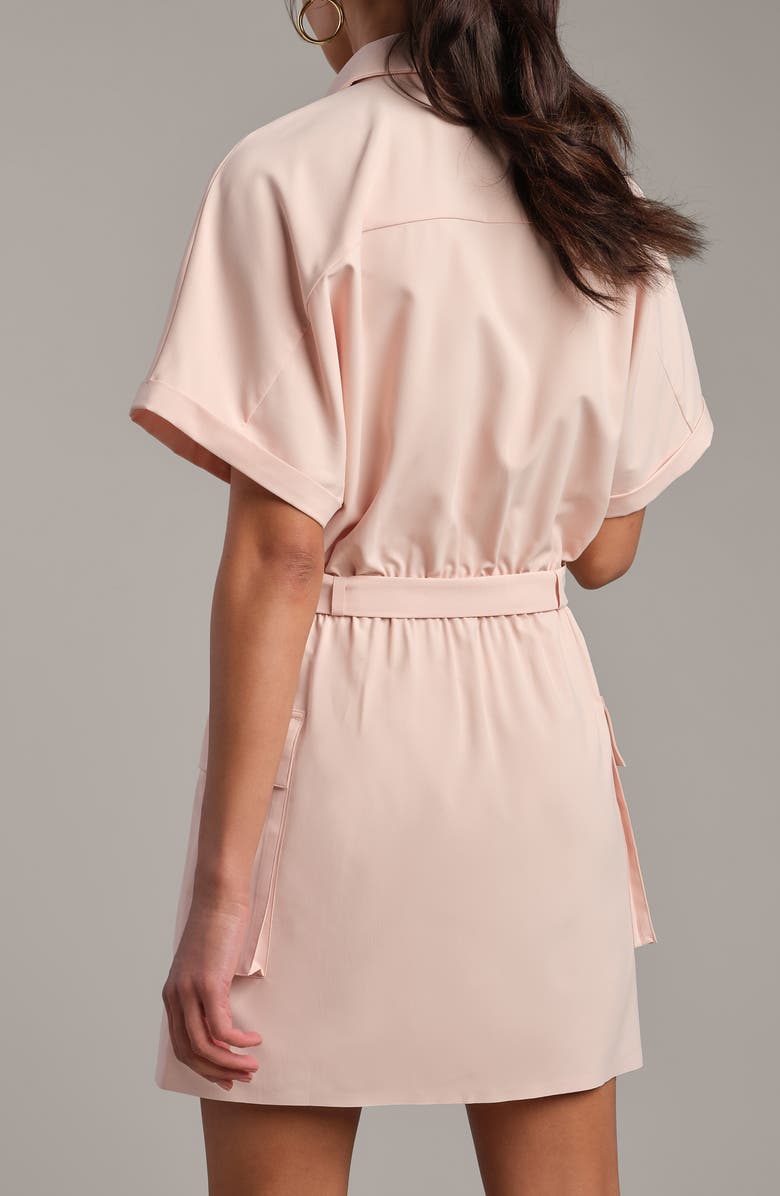 Rhone Mirage Water Repellent Short Sleeve Mini Shirtdress, Alternate, color, Rose Petal