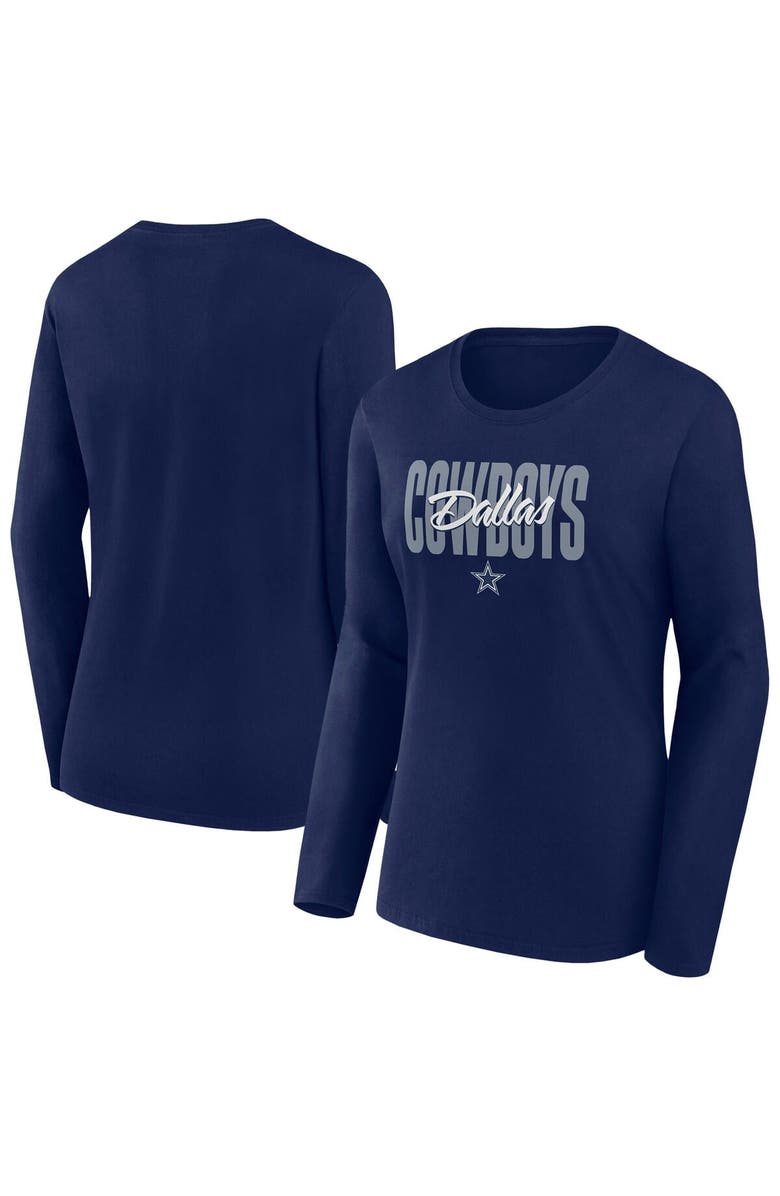 FANATICS Women's Fanatics Navy Dallas Cowboys Long Sleeve Scoop Neck T-Shirt, Main, color, Navy