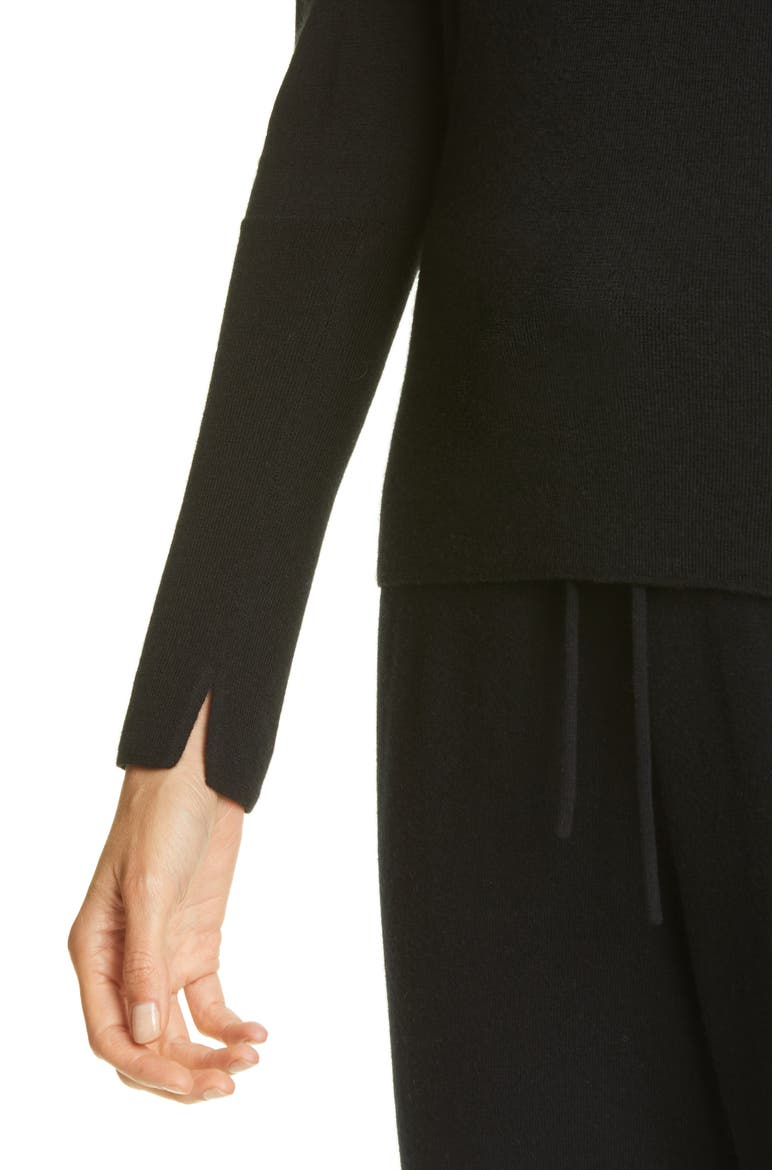 Fitted Cashmere Crewneck Sweater, Alternate, color, BLACK