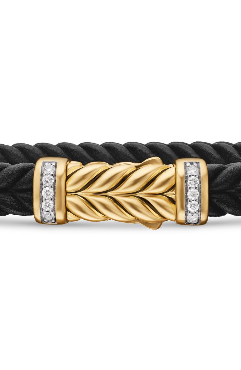 David Yurman Chevron Bracelet in Black Rubber with 18K Yellow Gold & Diamonds, Alternate, color,