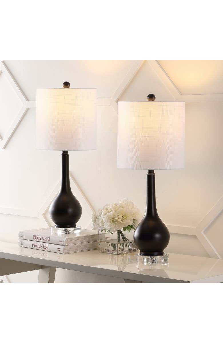 JONATHAN Y Dylan 25" Metal/Crystal Teardrop LED Table Lamp, Alternate, color, Oil Rubbed Bronze