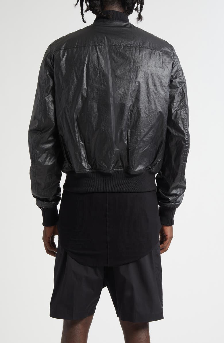 Rick Owens Bauhaus Coated Cotton Flight Jacket, Alternate, color, Black