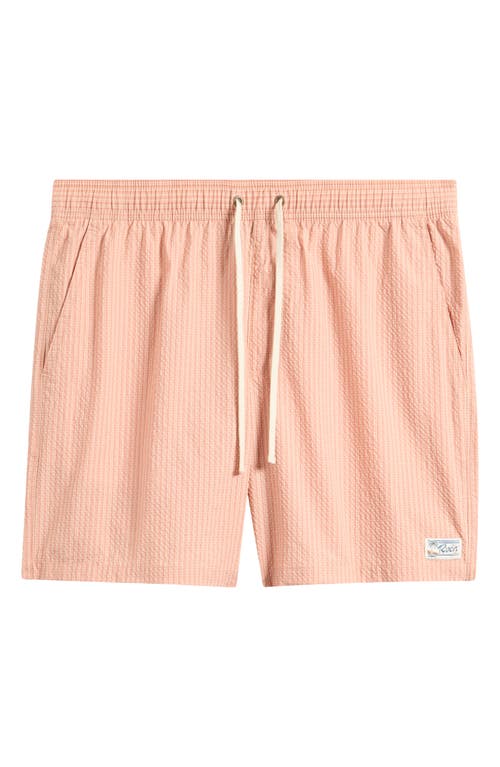 Rvca Exotica Stripe Seersucker Drawstring Shorts In Pink