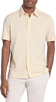 Theory Noran Short Sleeve Knit Button-Up Shirt
