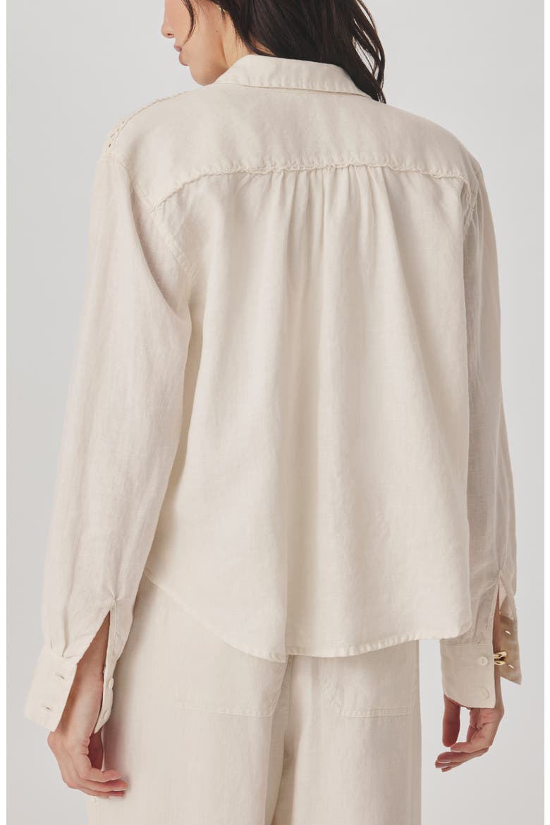 Stella Linen Button Down Shirt, Alternate, color, ANTIQUE PEARL GREY