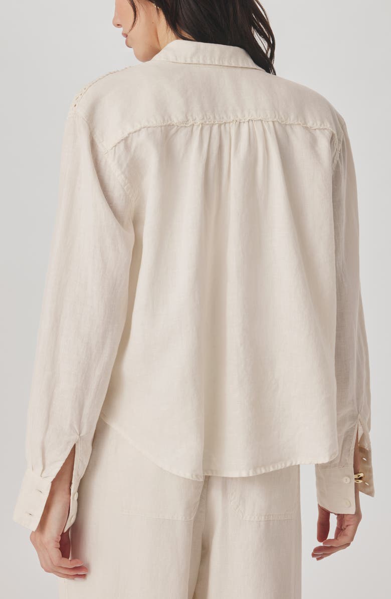 Splendid Stella Linen Button Down Shirt, Alternate, color, Antique Pearl Grey