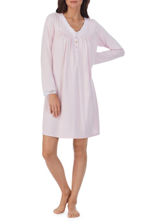 Eileen West Long Sleeve Short Nightgown in Pink 