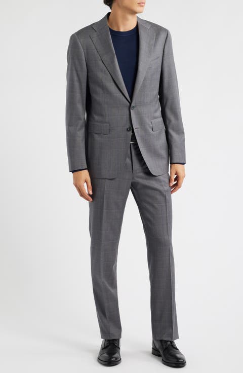 Capri Trim Fit Shadow Plaid Wool Suit