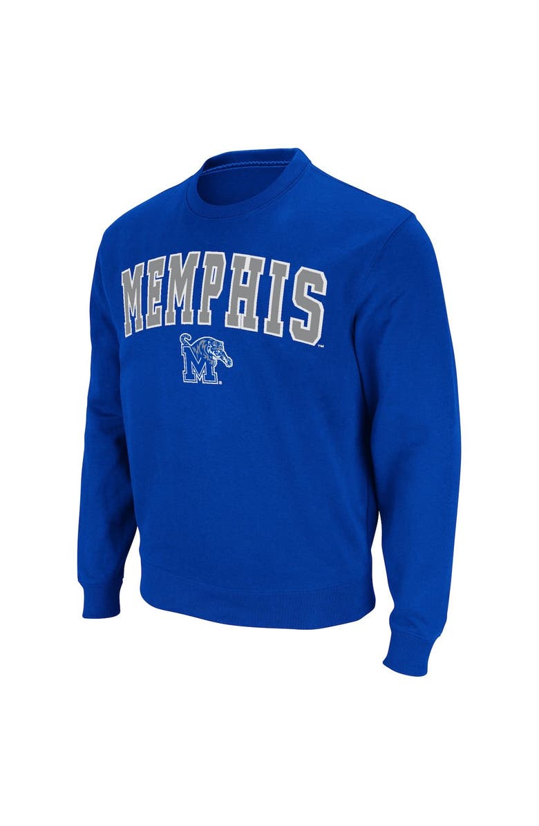 COLOSSEUM Men's Colosseum Royal Memphis Tigers Arch & Logo Tackle Twill Pullover Sweatshirt, Alternate, color,