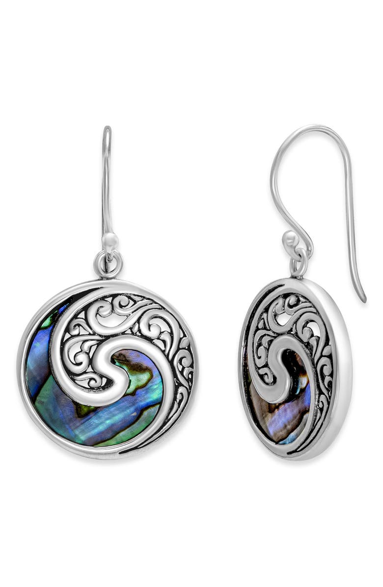 SAMUEL B. Round Swirl Abalone Drop Earrings, Main, color, Blue/ Green