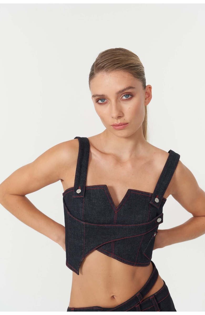 Jendue Harvey Crop Top, Main, color, Deep Blue