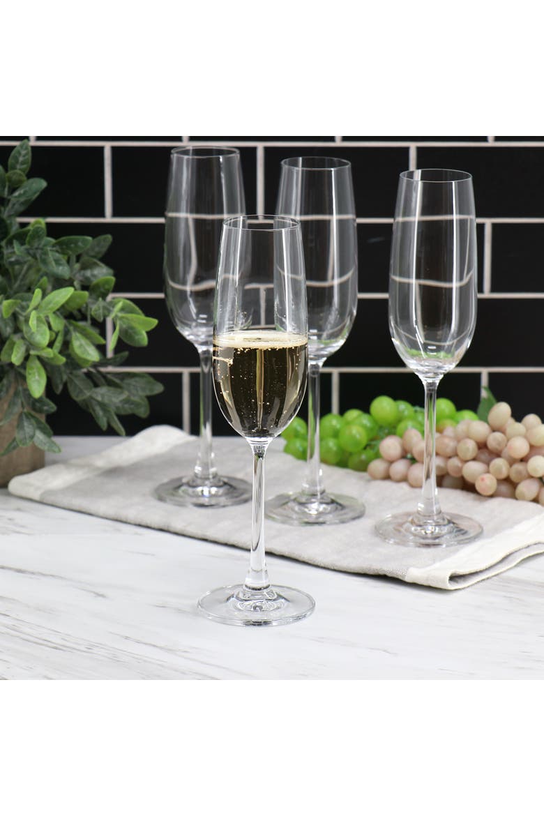4 Piece 7.3 Ounce Flute Glass Set in Clear, Alternate, color, None
