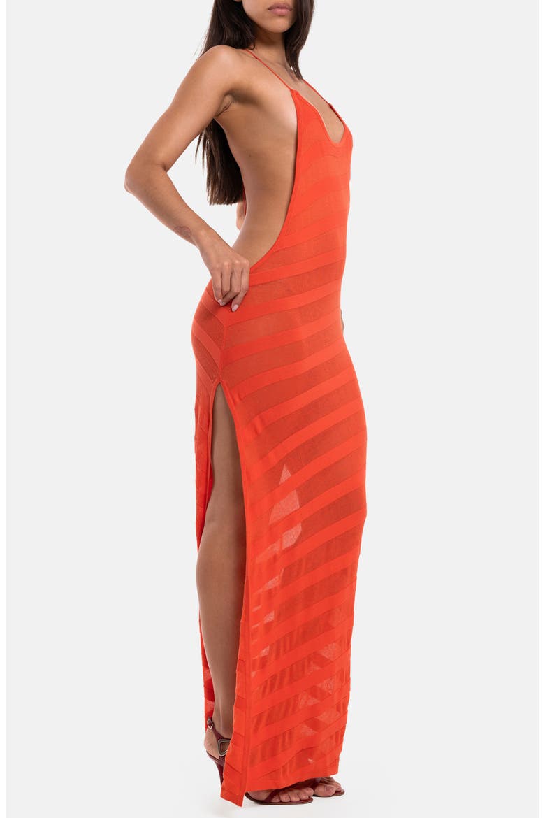 Noir Knit Maxi Dress, Alternate, color, CORAL