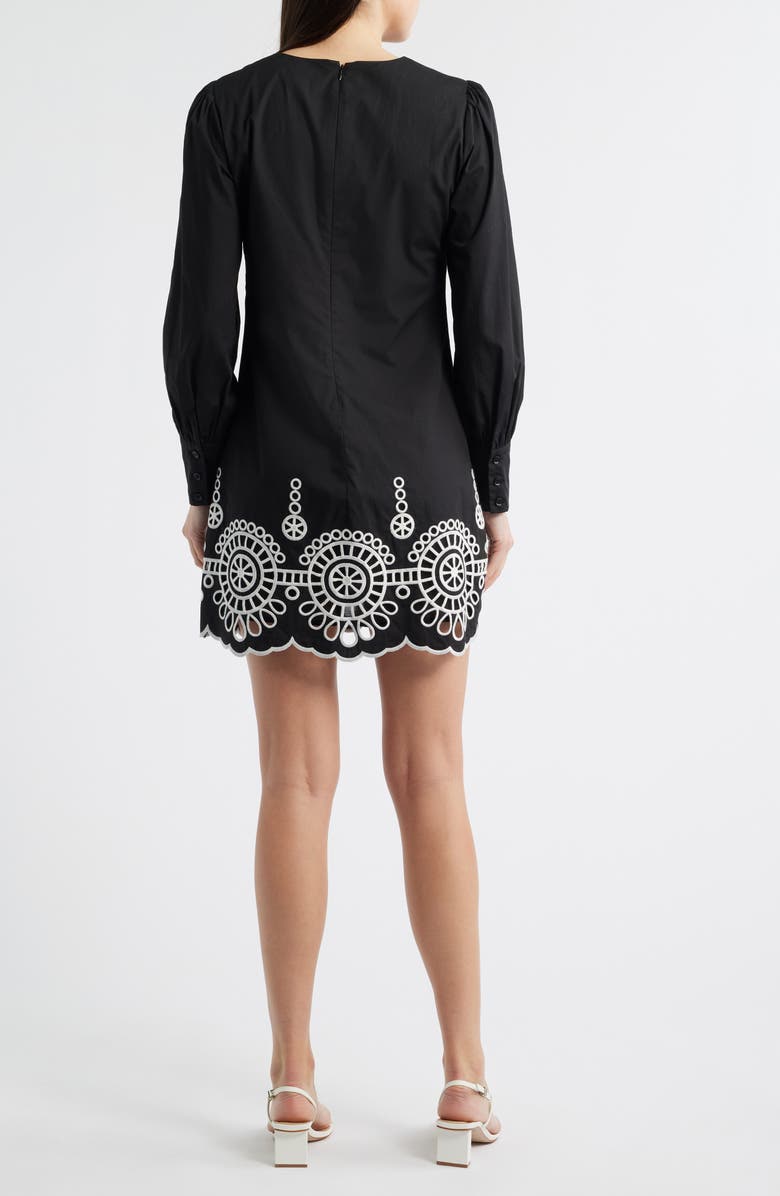 LAYERED WITH LOVE Embroidered Eyelet Border Long Sleeve Cotton Minidress, Alternate, color, 
