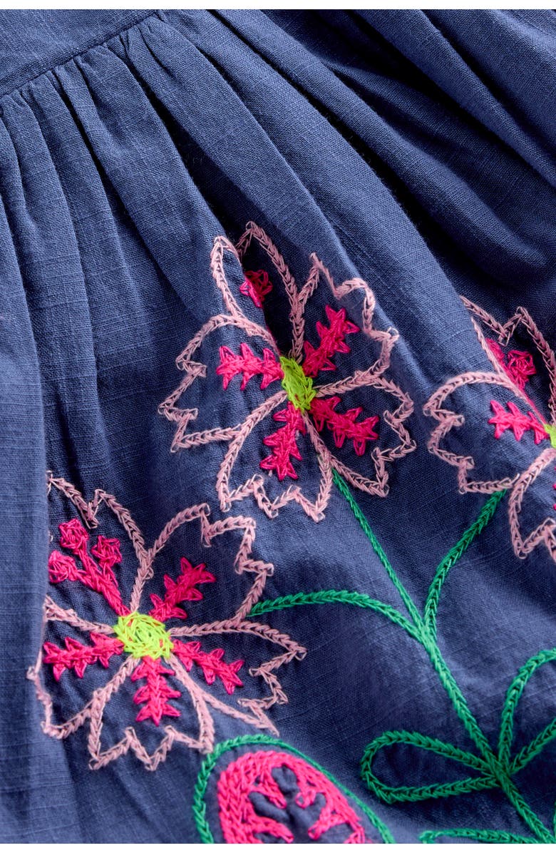 Mini Boden Kids' Annalisa Twirly Embroidered Dress, Alternate, color, Denim Blue Embroidery