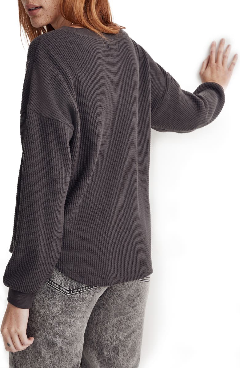 Madewell V-Neck Waffle Knit Top, Alternate, color,