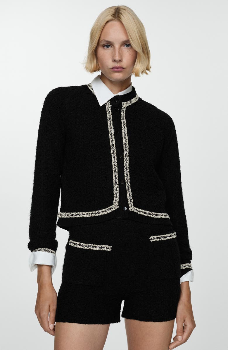 MANGO Contrast Trim Knit Shorts, Alternate, color,