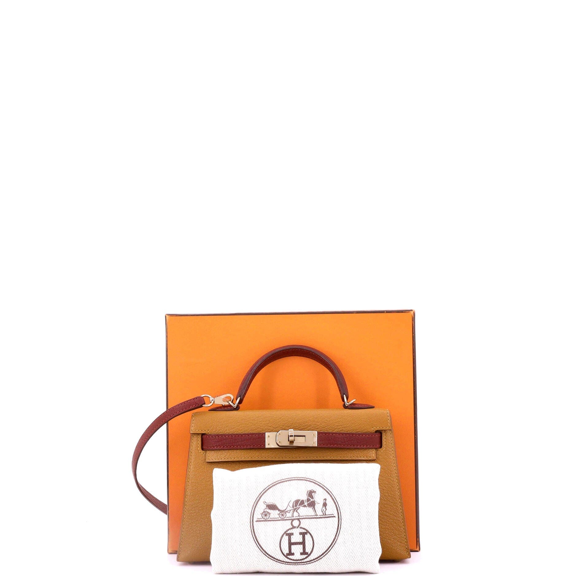 Pre-Owned Hermes Kelly Mini II Bag Bicolor Chevre Mysore with Permabrass Hardware 20, Alternate, color, 