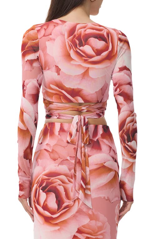 Afrm Halsey Wrap Mesh Crop Top In Pink