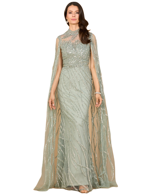 High Neck Gown with Long Cape Sleeves