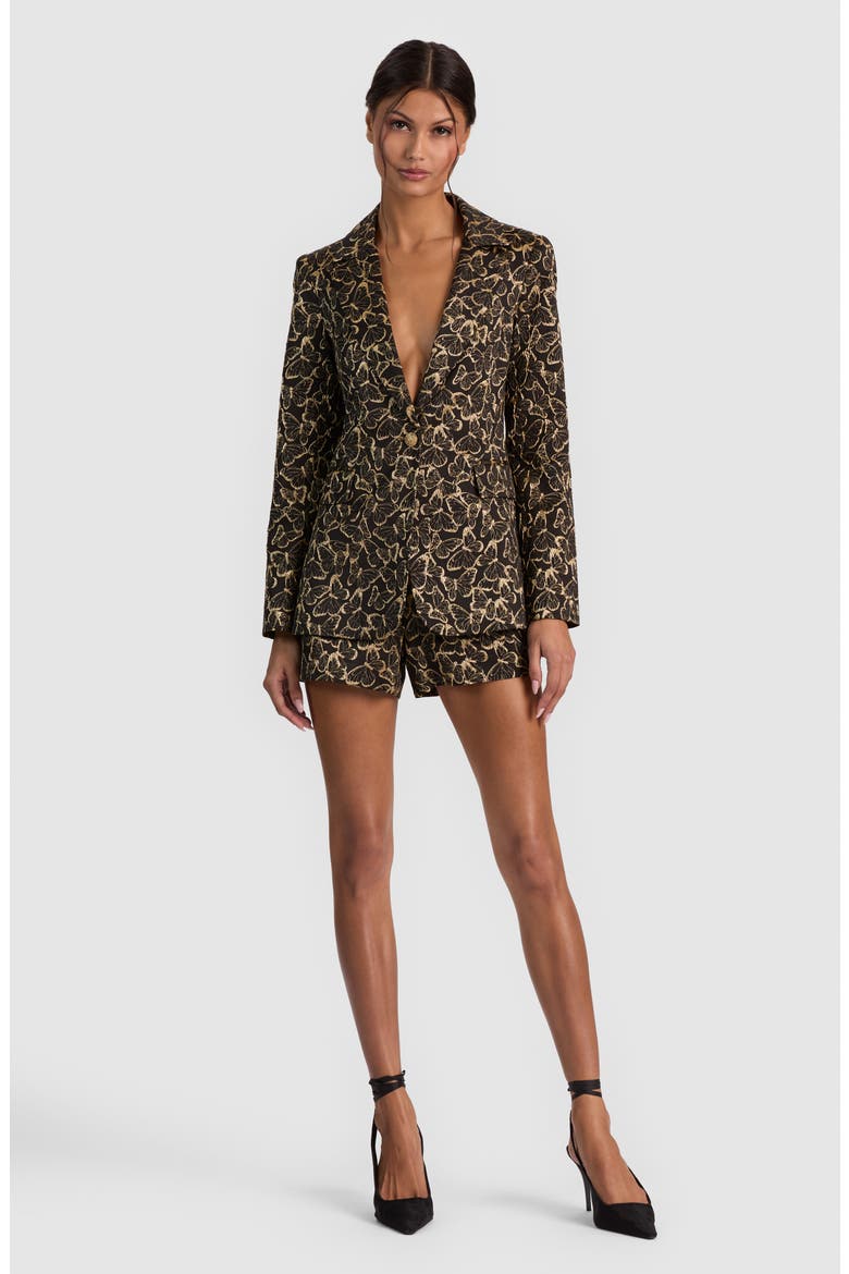 Macey Notch Collar Blazer, Alternate, color, BLACK/ GOLD