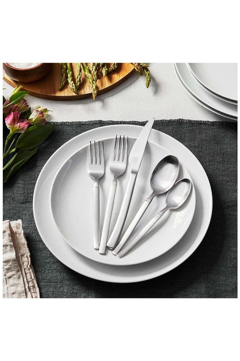 Opus Satin Finish 45-Piece Flatware Set, Alternate, color, STAINLESS STEEL