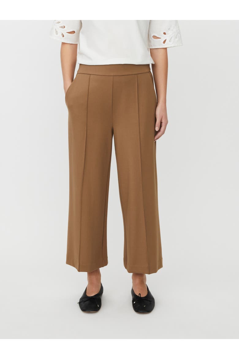 Mid-Rise Cropped Wide-Leg Trousers, Main, color, Otter