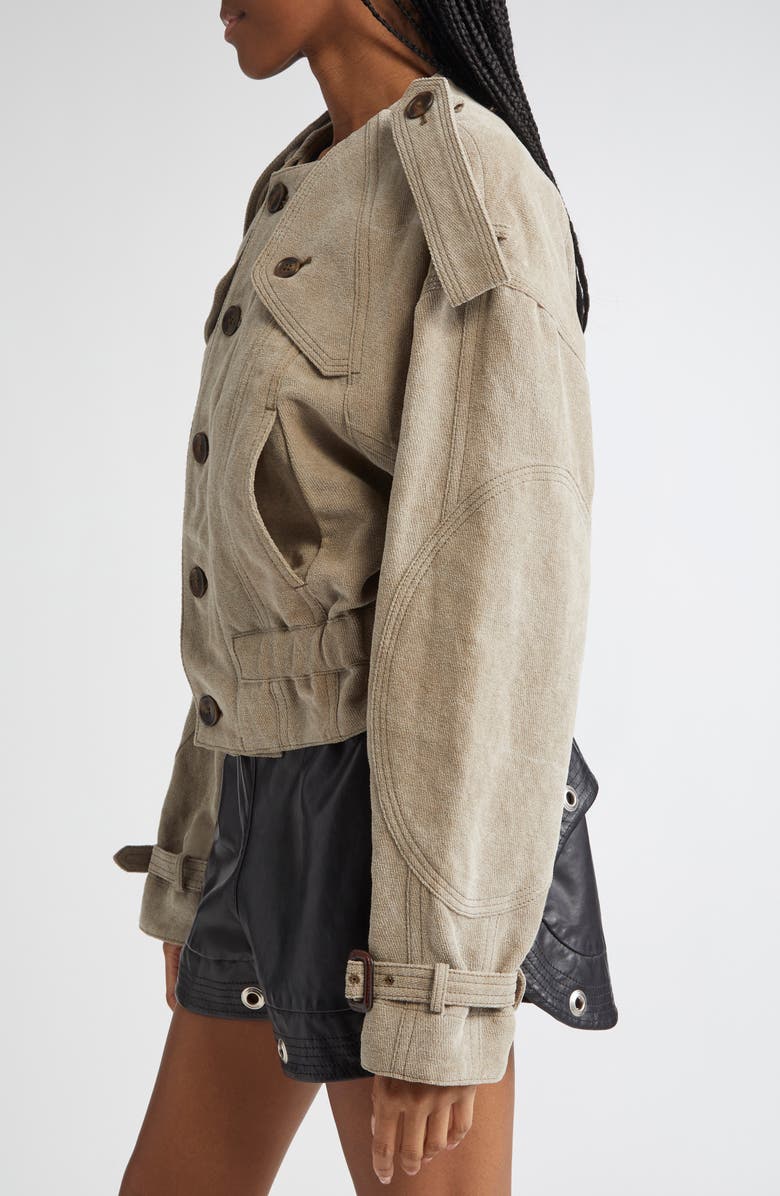 R13 Oversize Cotton Twill Trench Jacket, Alternate, color, Stone