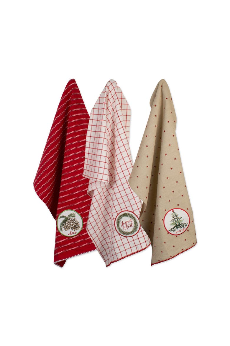 Noel Embellished Assorted Dishtowel Set/3, Main, color, Noel