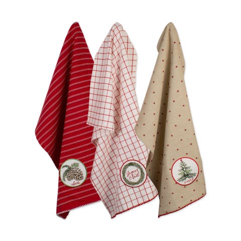 Noel Embellished Assorted Dishtowel Set/3