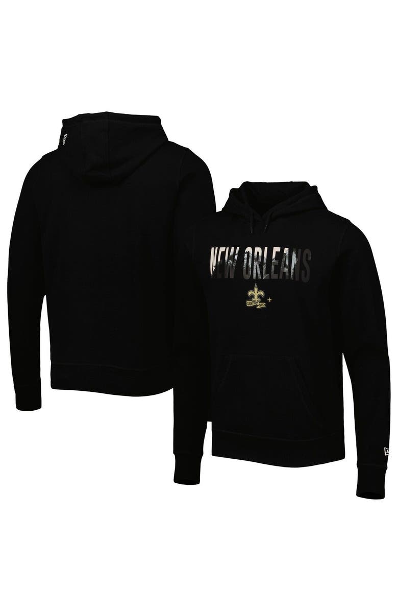 New Era Men's New Era Black New Orleans Saints Ink Dye Pullover Hoodie, Main, color, Black