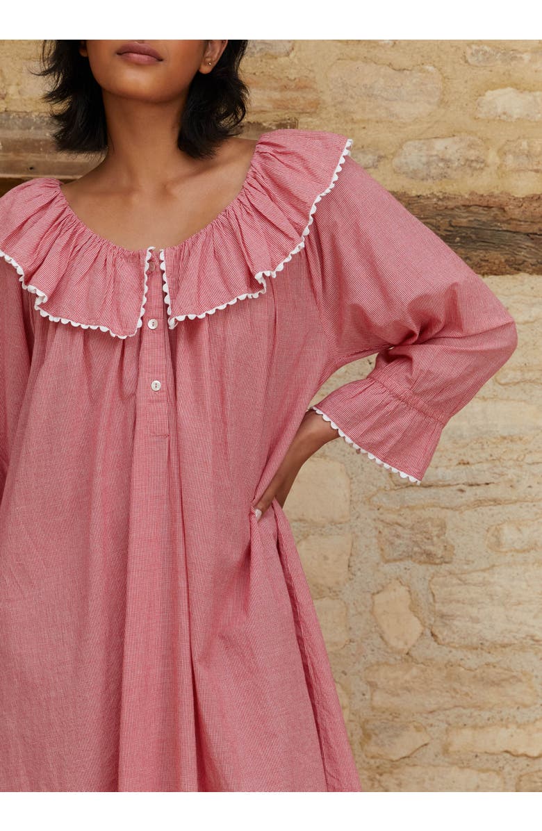 If Only If India Nightdress, Alternate, color, Redcurrant Gingham