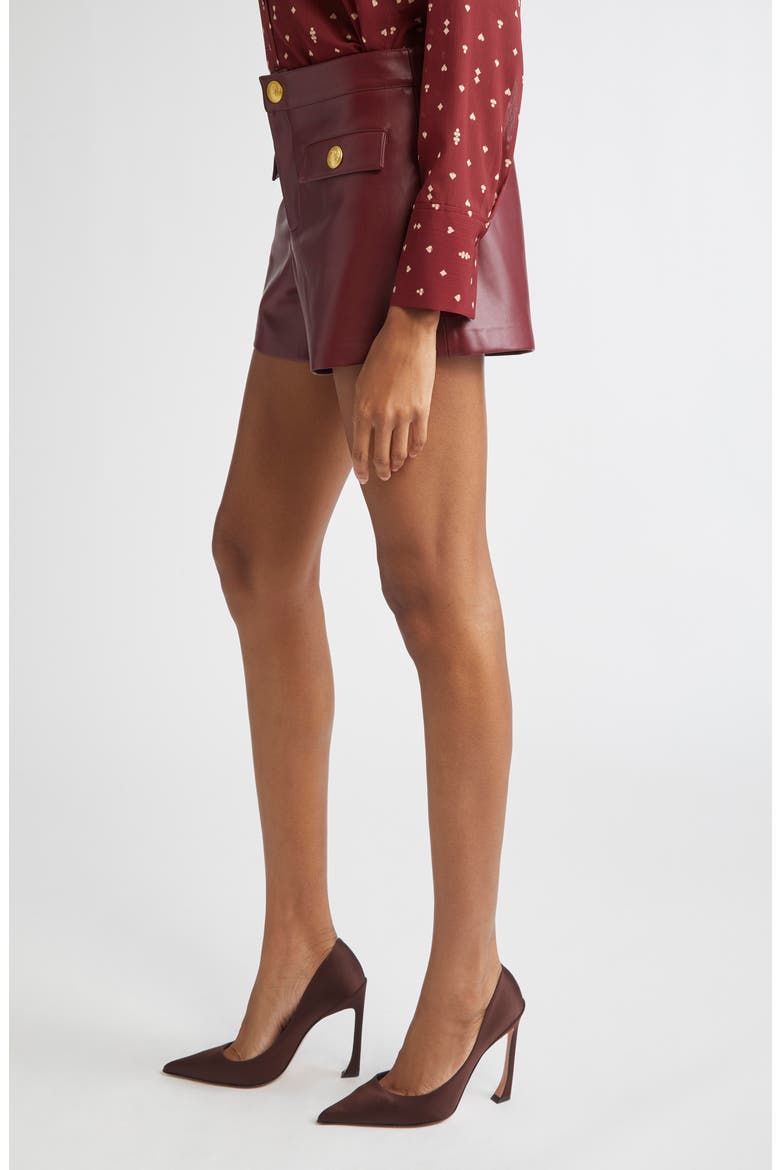 Dionne Faux Leather Shorts, Alternate, color, BLACK CHERRY