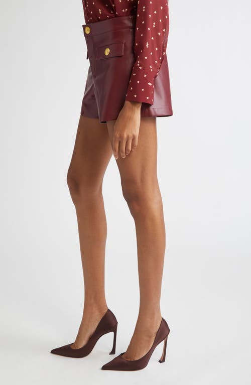 L Agence Dionne Faux Leather Shorts Black Cherry In Brown