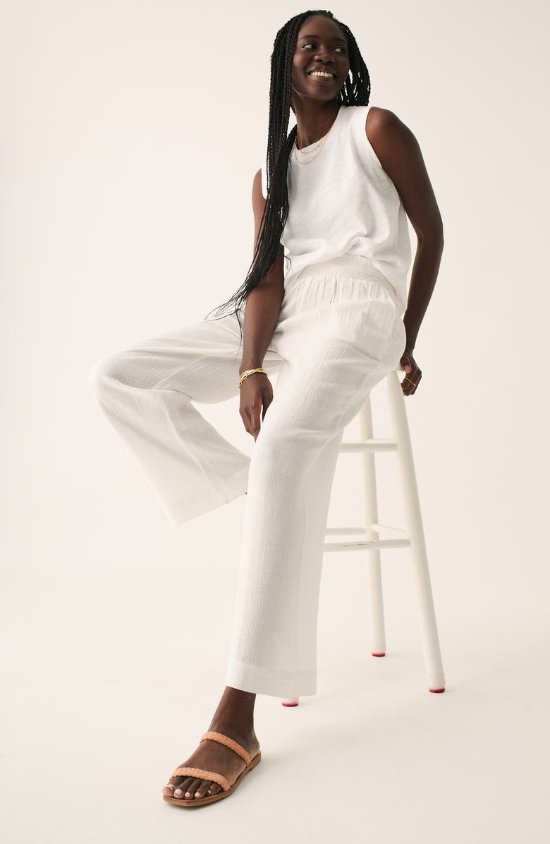 Faherty Dream Organic Cotton Gauze Wide Leg Pants, Alternate, color, White