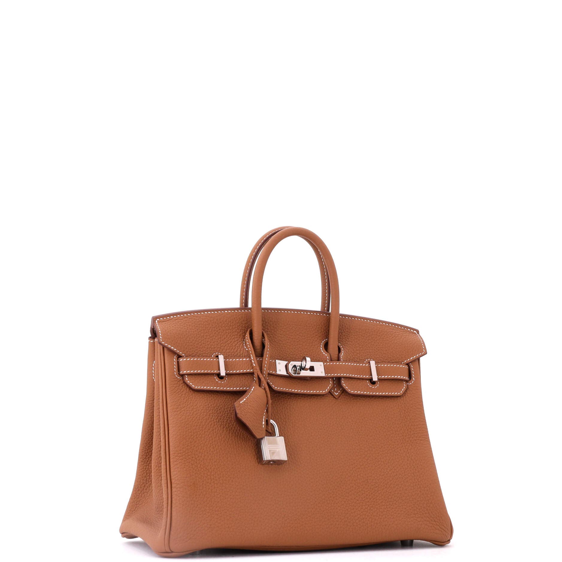 Birkin Handbag Brown Togo with Palladium Hardware 25, Alternate, color, Gold