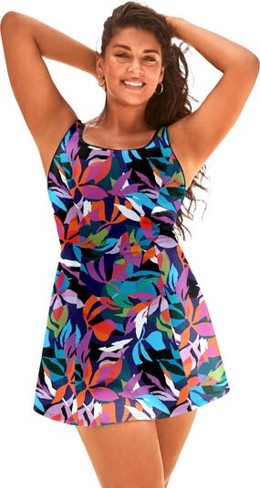 Plus Size Women's Tank Swimdress by Swimsuits For All in Navy Abstract Floral (Size 22) Plus Size Women's Tank Swimdress by Swimsuits For All in Navy Abstract Floral (Size 22)