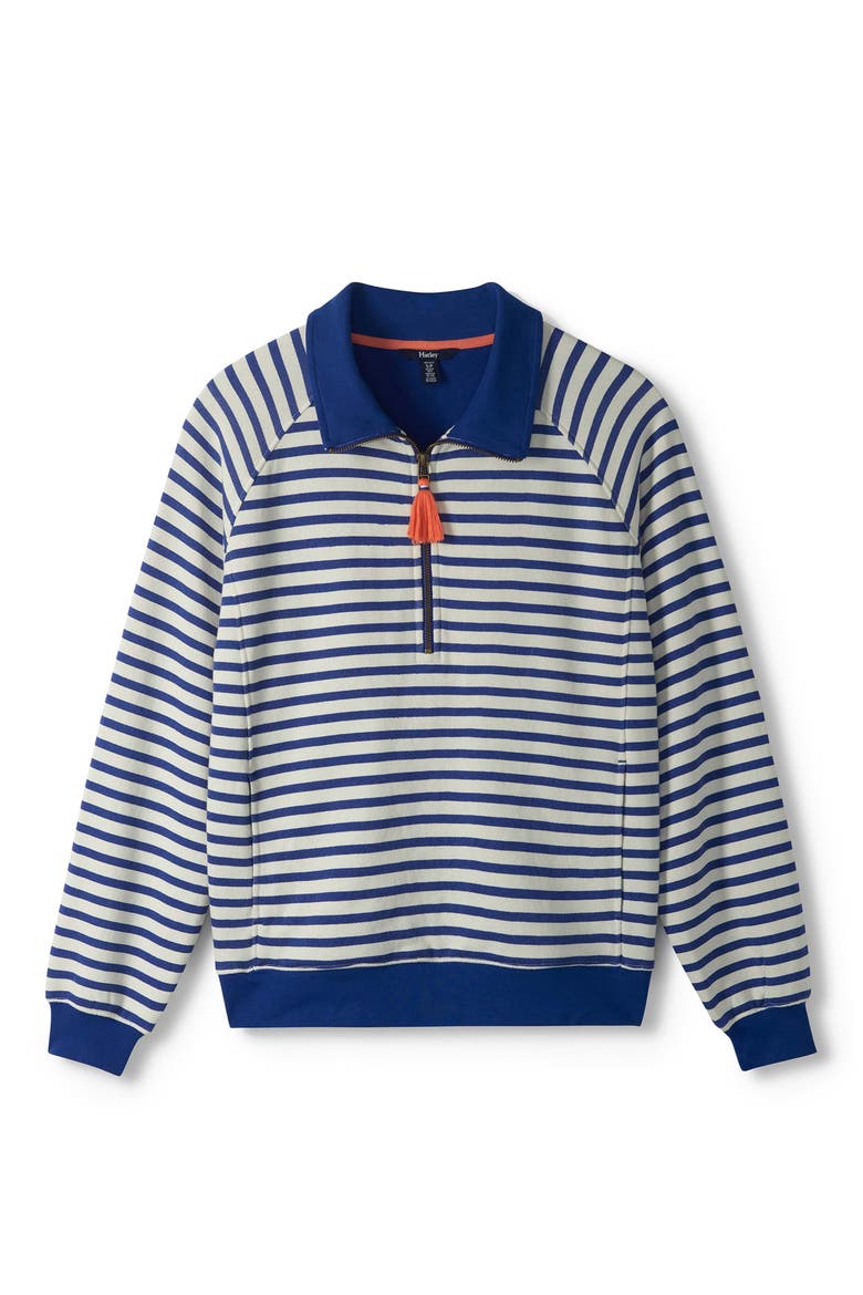 Mezarine Stripe Quarter Zip Sweatshirt, Alternate, color, MAZARINE