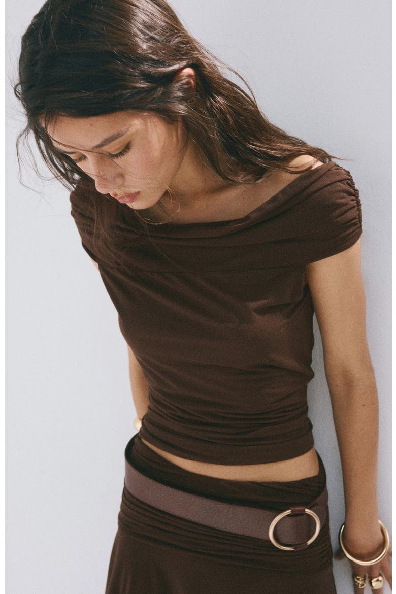 Off-the-Shoulder Top, Alternate, color, BROWN